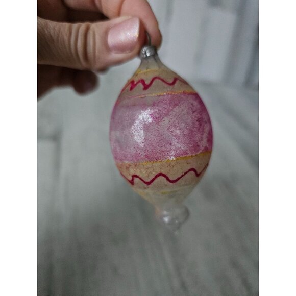 Antique pink swiggle glass ornament Xmas tree - Picture 1 of 12